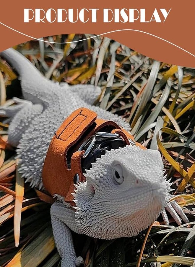 hokable Bearded Dragon Leash - 3 Sizes Pack Reptile Outing Adjustable Soft Leather Lizard Harness with Retractable Leash Small Animal Traction Rope Walking Vest Accessories for Bearded Dragon Leash（Camel） - Image 5